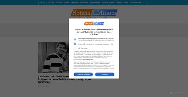 Security scan screenshot of https://noticiaalminuto.com/etiqueta/hector-bello/