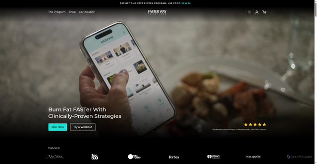 Security scan screenshot of https://fasterwaytofatloss.com