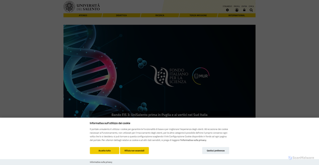 Security scan screenshot of https://www.unisalento.it