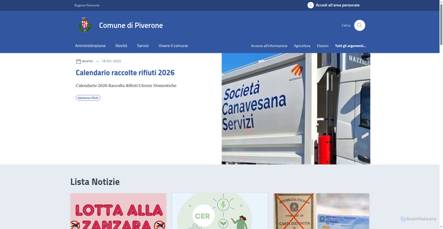 Security scan screenshot of https://www.comune.piverone.to.it