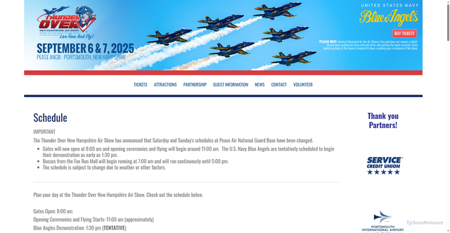 Security scan screenshot of https://thunderovernewhampshire.com/schedule/