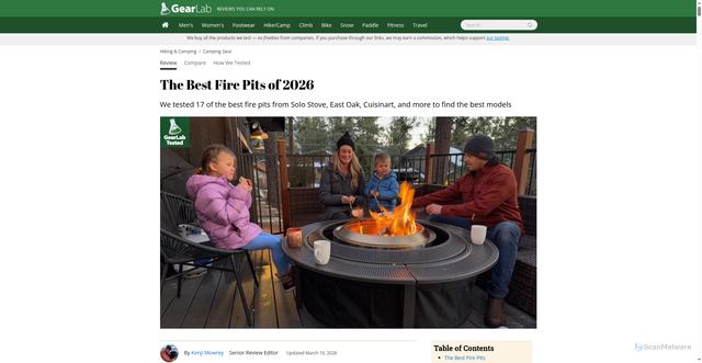 Security scan screenshot of https://www.outdoorgearlab.com/topics/camping-and-hiking/best-fire-pit