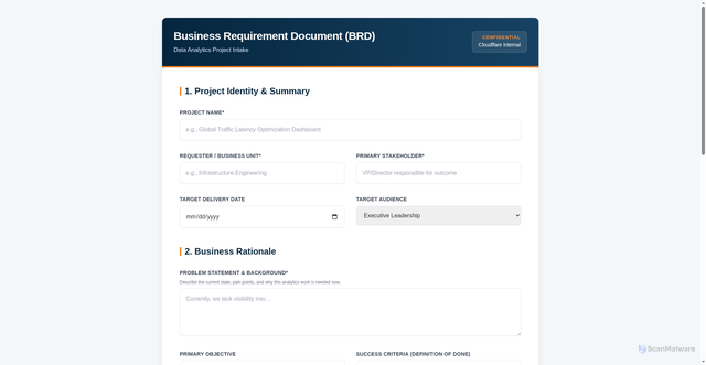 Security scan screenshot of http://brd-intake-form.pages.dev/