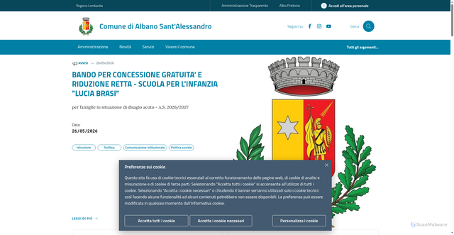 Security scan screenshot of https://www.comune.albano.bg.it