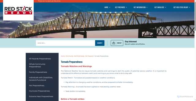 Security scan screenshot of https://www.brla.gov/2852/Tornado-Preparedness