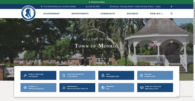 Security scan screenshot of https://monroect.gov/