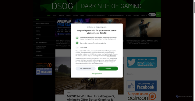 Security scan screenshot of https://www.dsogaming.com