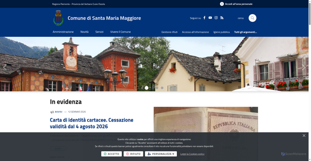 Security scan screenshot of https://www.comune.santamariamaggiore.vb.it