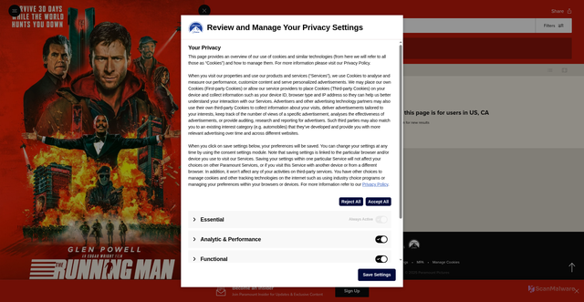 Security scan screenshot of https://www.runningmanmovie.com/