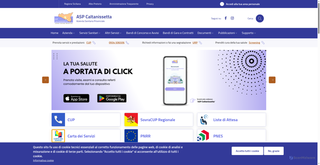 Security scan screenshot of https://www.asp.cl.it:443/it