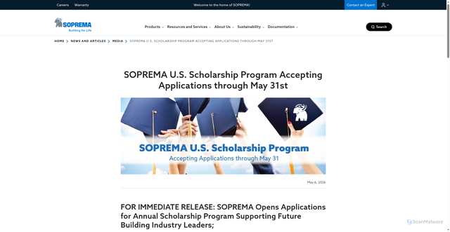 Security scan screenshot of https://soprema.us