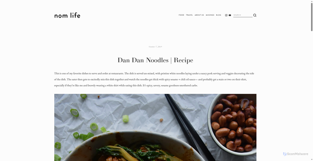 Security scan screenshot of https://www.lifeofnoms.com/blog/dandannoodles