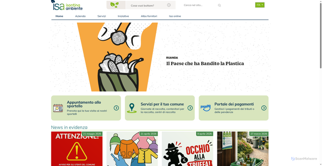 Security scan screenshot of https://www.isontinambiente.it