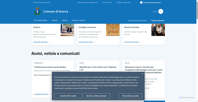Security scan screenshot of https://www.comune.acerra.na.it/