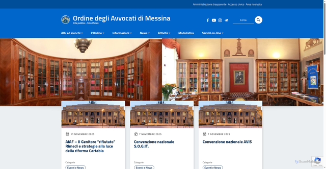 Security scan screenshot of https://www.ordineavvocatimessina.it/