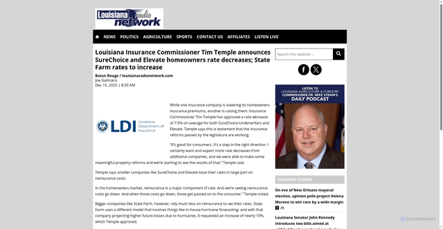 Security scan screenshot of https://louisianaradionetwork.com/2025/12/15/44756/