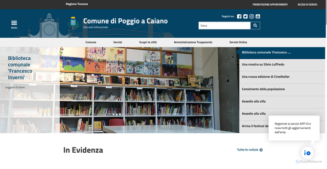 Security scan screenshot of https://www.comune.poggio-a-caiano.po.it/