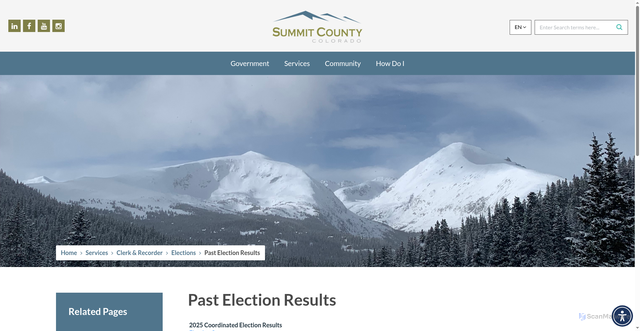 Security scan screenshot of https://www.summitcountyco.gov/services/clerk_recorder/elections/past_election_results.php