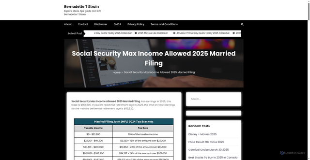 Security scan screenshot of https://bernadettetstraint.pages.dev/qmyhy-social-security-max-income-allowed-2025-married-filing-oikqd/