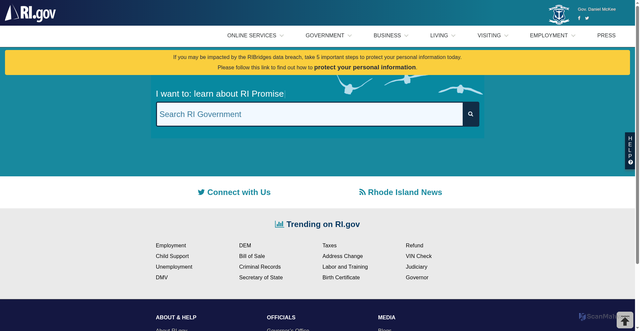 Security scan screenshot of https://www.ri.gov/