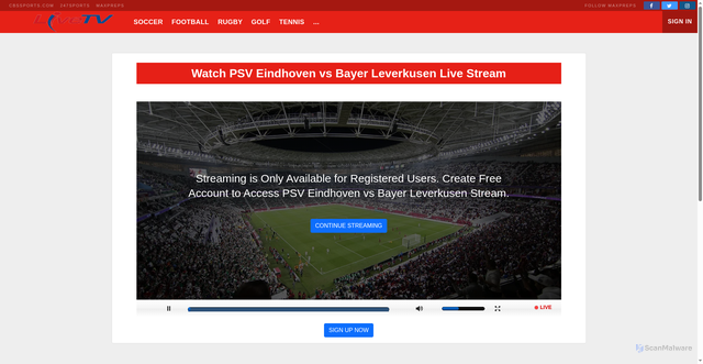Security scan screenshot of http://kksrdgw-eastus.kinaxis.com/video/so/video-psv-eindhoven-v-bayer-leverkusen-live-stream-free-01.html