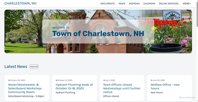 Security scan screenshot of https://charlestown-nh.gov/