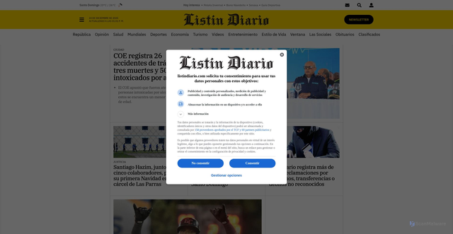 Security scan screenshot of https://listindiario.com