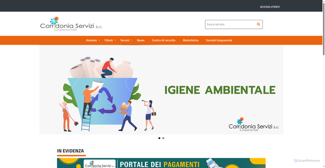 Security scan screenshot of https://www.corridoniaservizi.it