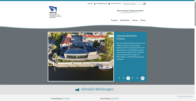 Security scan screenshot of http://www.wna-berlin.wsv.de