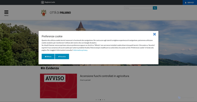 Security scan screenshot of https://www.comune.paliano.fr.it