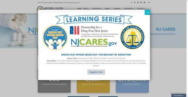 Security scan screenshot of https://www.njoag.gov/programs/nj-cares/