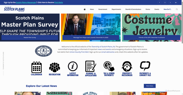 Security scan screenshot of https://scotchplainsnj.gov/