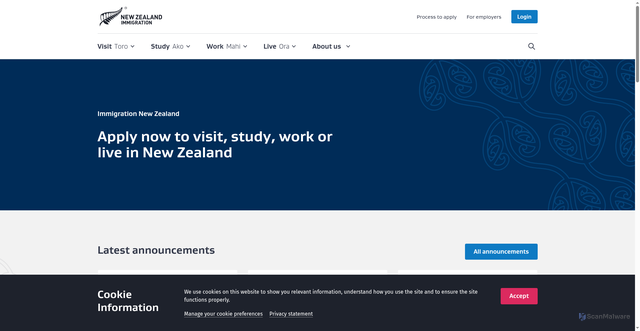Security scan screenshot of https://www.immigration.govt.nz/home/
