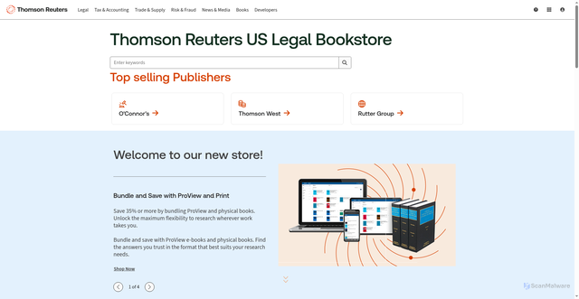 Security scan screenshot of https://store.legal.thomsonreuters.com