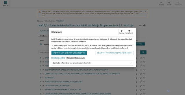 Security scan screenshot of https://klasis.csp.gov.lv/lv-LV/classifications/NACE21