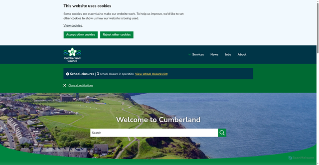 Security scan screenshot of https://www.cumberland.gov.uk/