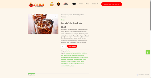 Security scan screenshot of https://caliaji.com/product/pepsi-cola-products/