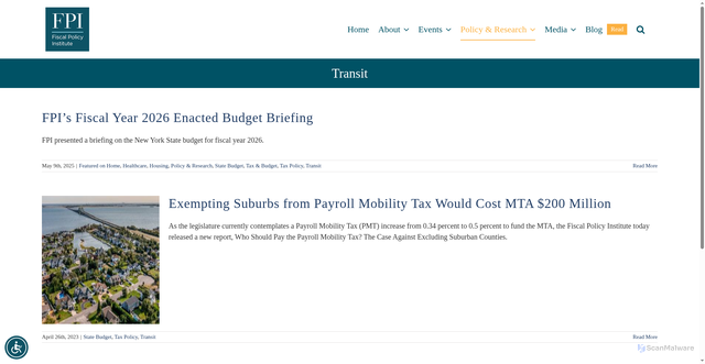Security scan screenshot of https://fiscalpolicy.org/category/policy-research/social-policy/transit