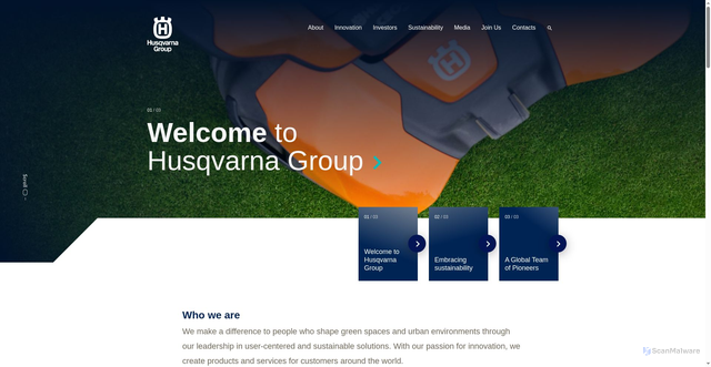Security scan screenshot of https://Husqvarnagroup.com