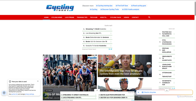 Security scan screenshot of https://cycling.today/