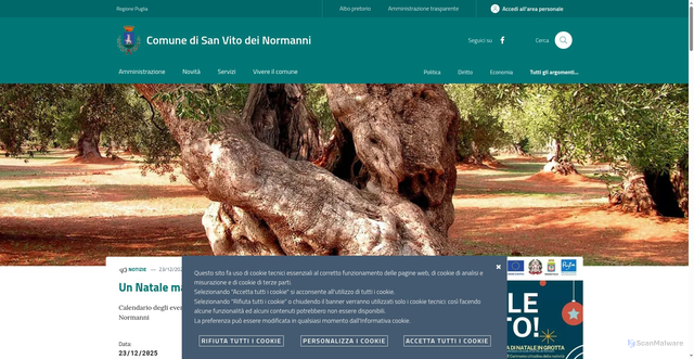 Security scan screenshot of https://www.comune.sanvitodeinormanni.br.it/