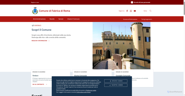 Security scan screenshot of https://www.comune.fabricadiroma.vt.it/