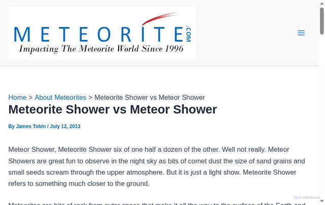 Security scan screenshot of https://www.meteorite.com/meteorite-shower/