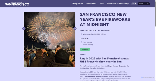 Security scan screenshot of https://downtownsf.org/do/san-francisco-new-years-eve-fireworks-at-midnight