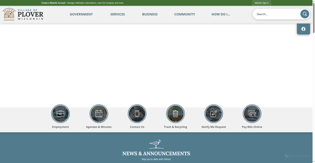Security scan screenshot of https://ploverwi.gov/