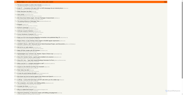 Security scan screenshot of https://news.ycombinator.com