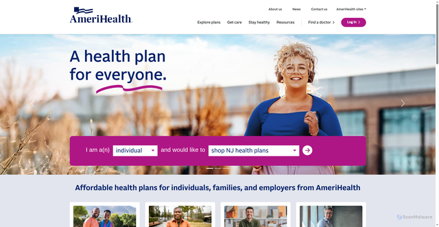 Security scan screenshot of https://www.amerihealth.com