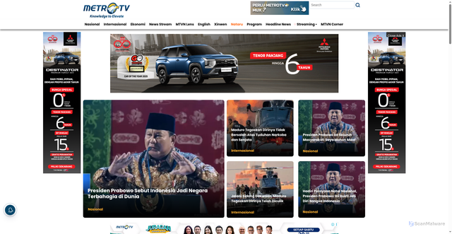 Security scan screenshot of https://metrotvnews.com