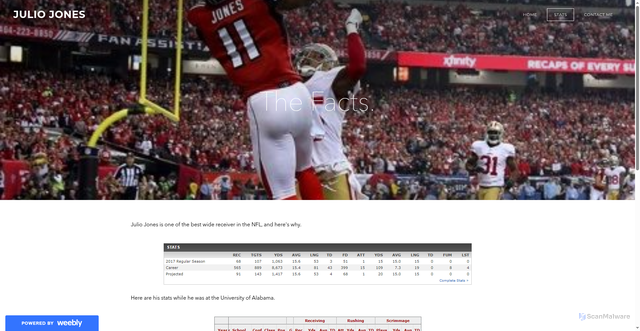 Security scan screenshot of https://juliojonesthebeast.weebly.com/stats.html