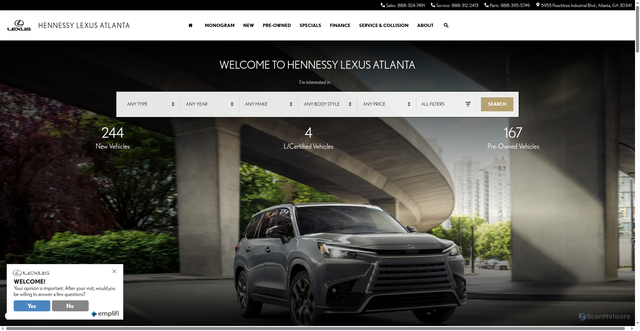 Security scan screenshot of https://www.lexusatlanta.com